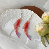 Koi Fish Dangle Earrings - Goldfish Earrings - Rainbow Multi-color fish - Unique Dangle